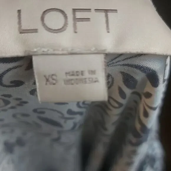 LOFT Ann Taylor Blue/Orange Long Sleeve Crewneck Shift Dress XS Boho Classic - Picture 9 of 10